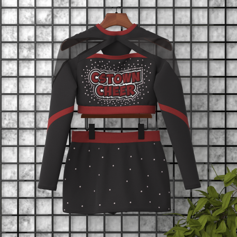 2ピースのブラックアダルトチアユニフォーム - CSTOWNCHEER